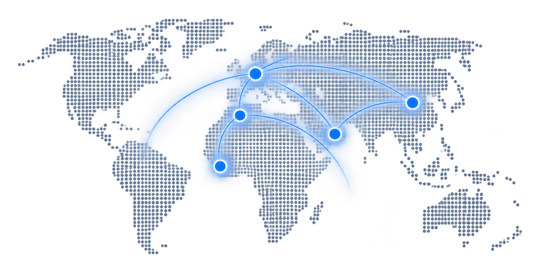 A map linking points across Europe, Africa and Asia.